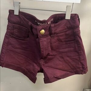 American Eagle Outfitters Purple/Burgandy Hi Rise Shortie Jean Shorts